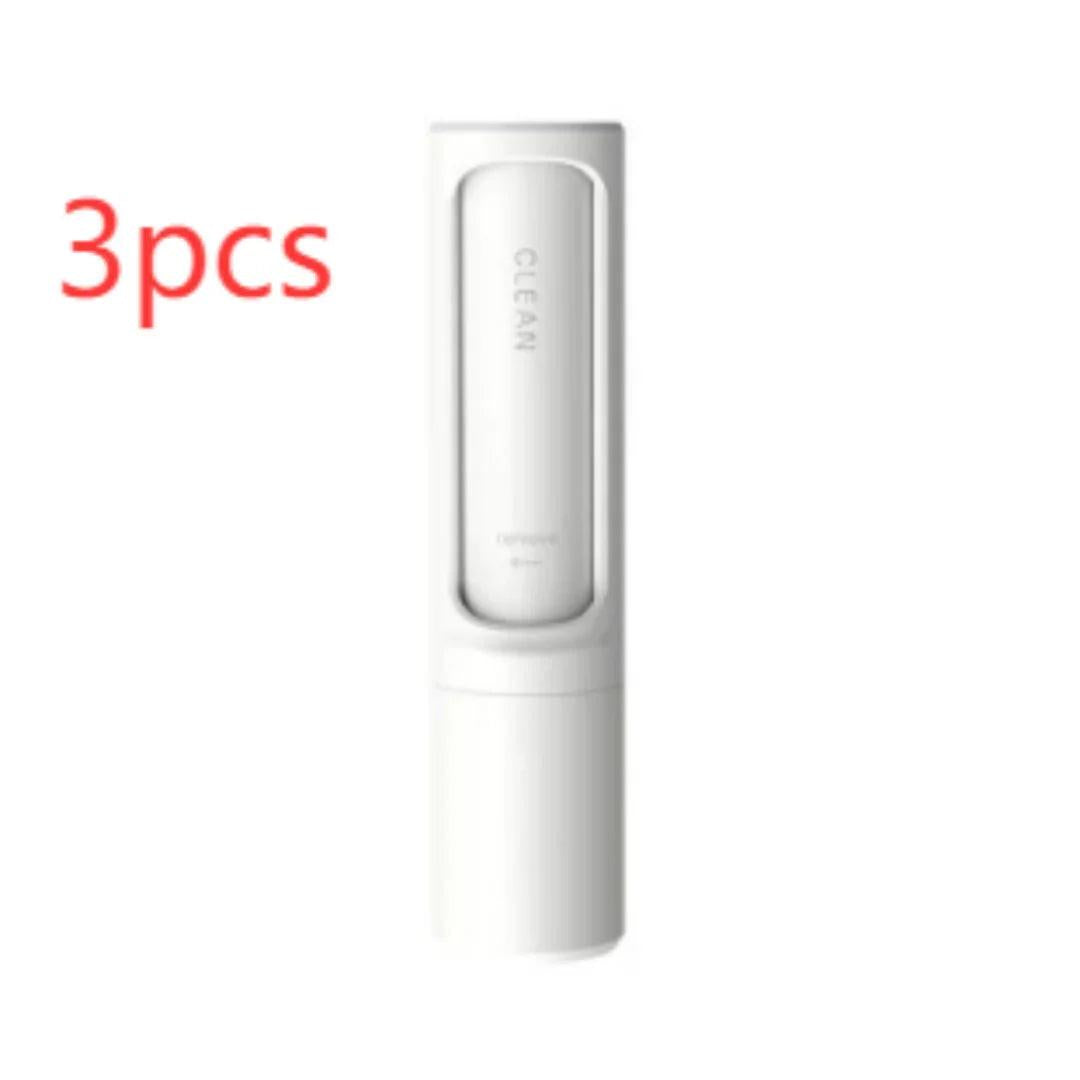 White portable pet grooming brush, clean design, 3 pieces set on white background