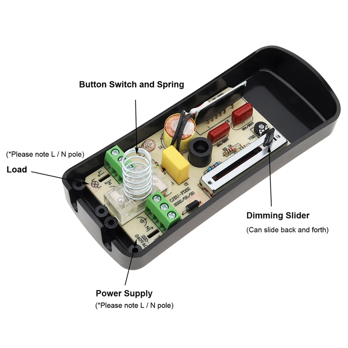 220V Foot Dimmer Switch Foot Operated LED Dimmer Switch Full Range Inline Slide Control Switch for Floor Lamp / LED Lamp LZB