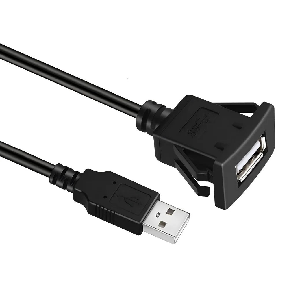 USB 3.0 Male to Female AUX Flush Panel Mount Extension Cable for Car Truck Boat Motorcycle Dashboard 1M Waterproof Wire