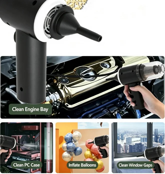 Handheld Car Vacuum Cleaner,  Portable Cordless, Dual use of blowing and suctionMulti-Nozzles, for Car, Home, Pet, Office