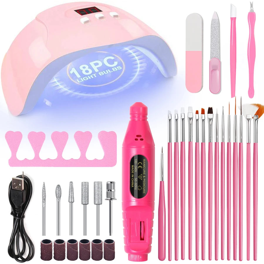 Electric Nail Drill Set File Kit Nail Lamp Gel Manicure Dryer Lamp Professional Nail Files Tool Manicure Pedicure Home Use