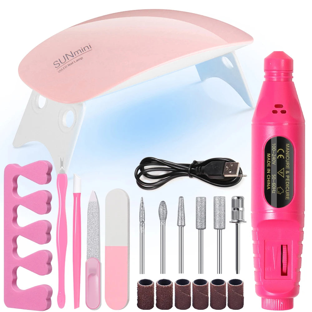 Electric Nail Drill Set File Kit Nail Lamp Gel Manicure Dryer Lamp Professional Nail Files Tool Manicure Pedicure Home Use