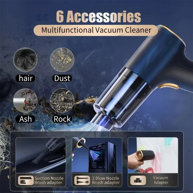 CENRR 98000PA Car Vacuum Cleaner Portable Wireless Cleaner Powerful Strong Suction Handheld Cleaning Machine for Home Appliance