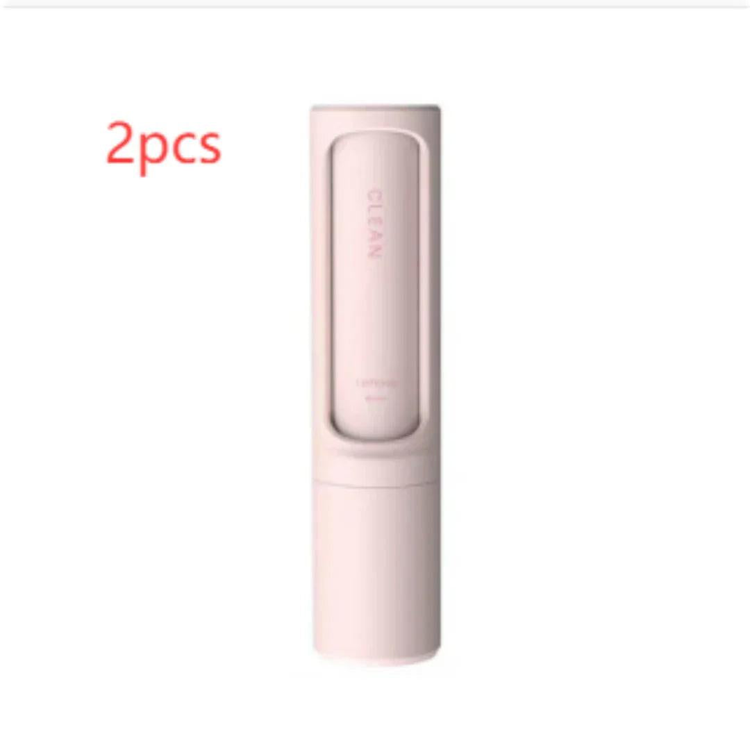 Set of two portable pink pet hair removers with clean label for dog and cat grooming