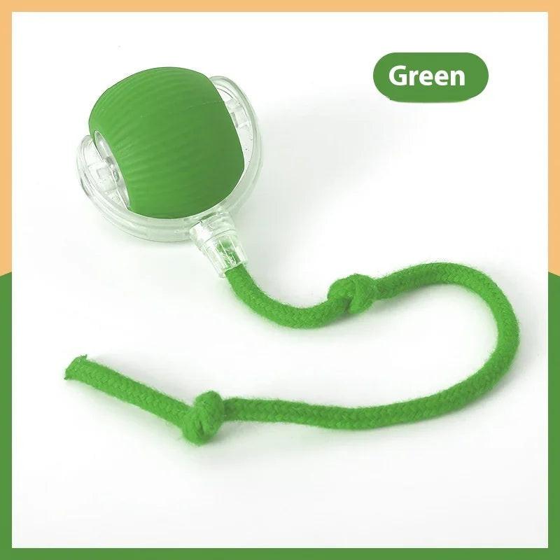 Green interactive pet chew toy with rope, durable for cats or dogs