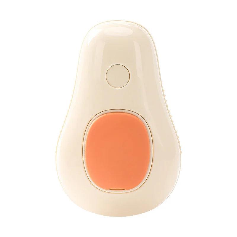 Cream and orange pet training clicker for dogs and cats, single button design