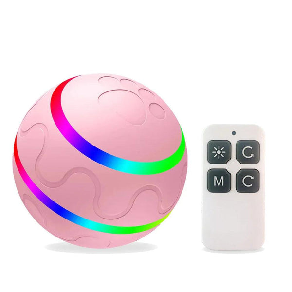 Interactive pink LED pet toy ball with remote control for dogs and cats